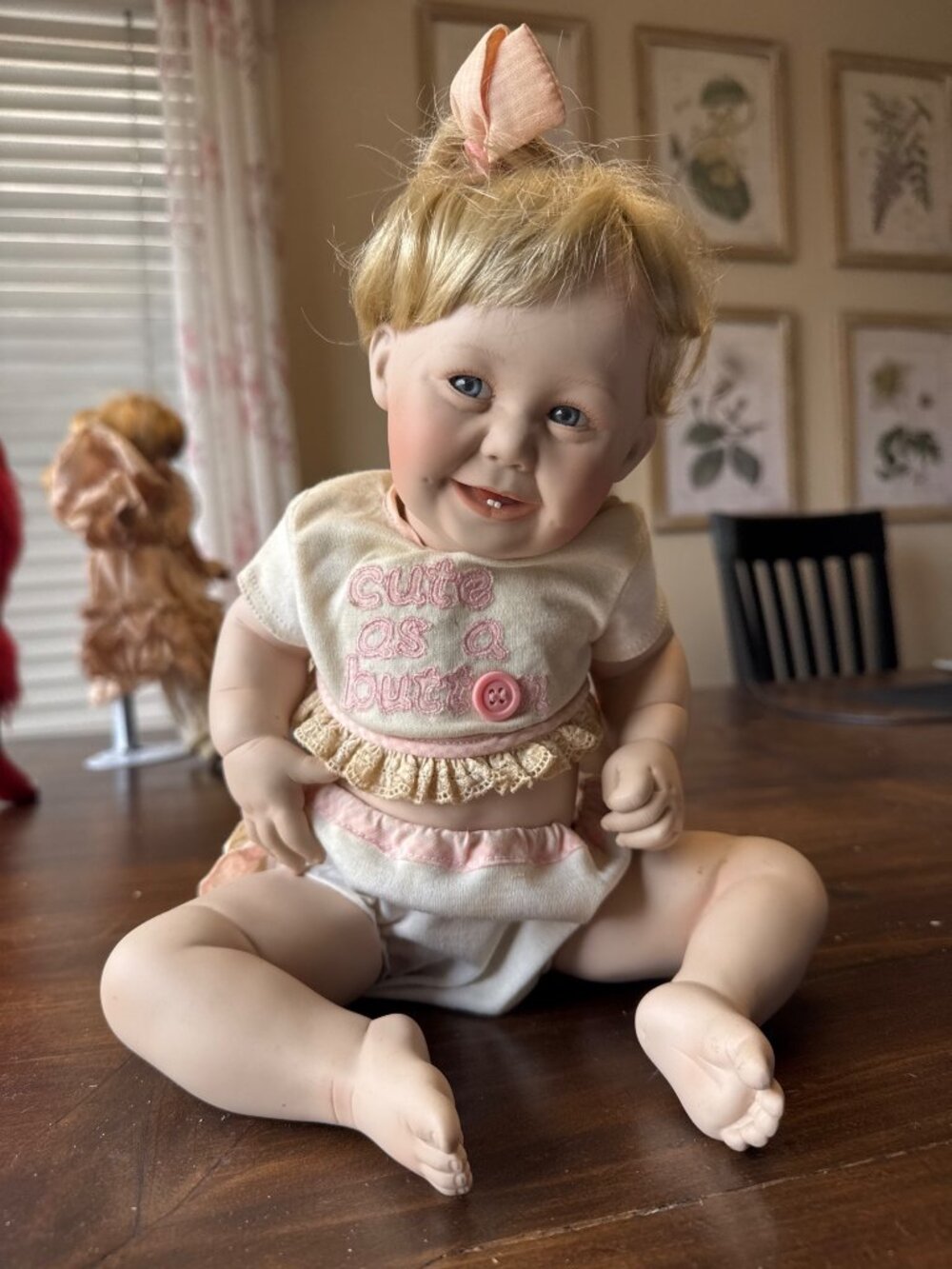 Cute as a Button Porcelain Baby Doll by Ashton Drake Signed by Titus Tomescu